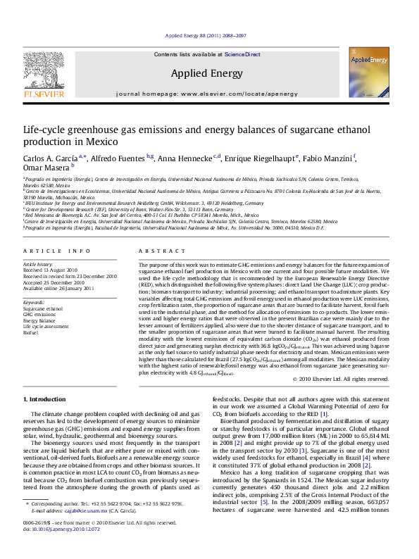 (PDF) Life-cycle greenhouse gas emissions and energy balances of ...