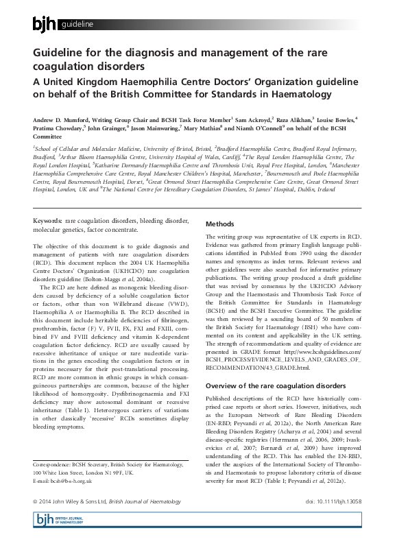(PDF) Guideline for the diagnosis and management of the rare ...