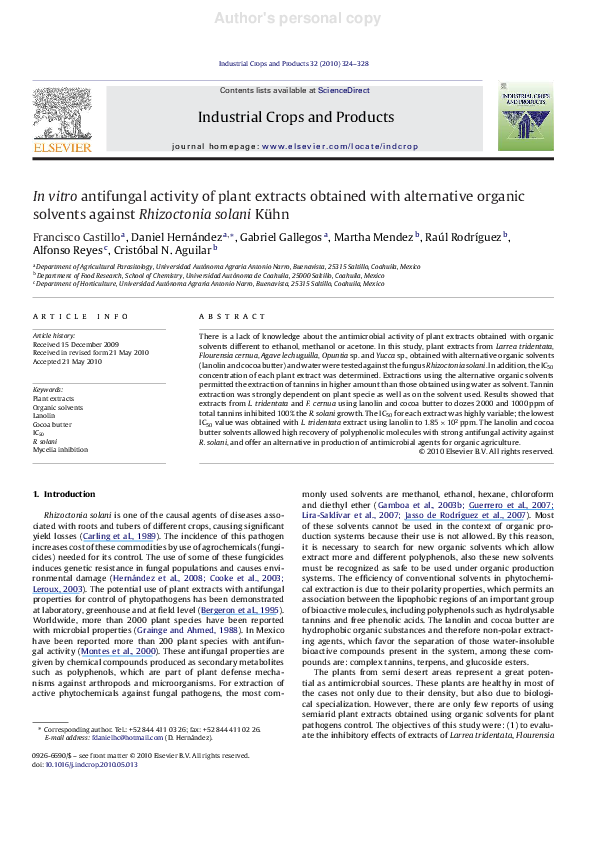 (PDF) In vitro antifungal activity of plant extracts obtained with ...