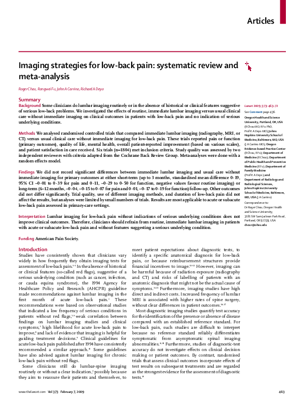 (PDF) Imaging strategies for low-back pain: systematic review and meta ...