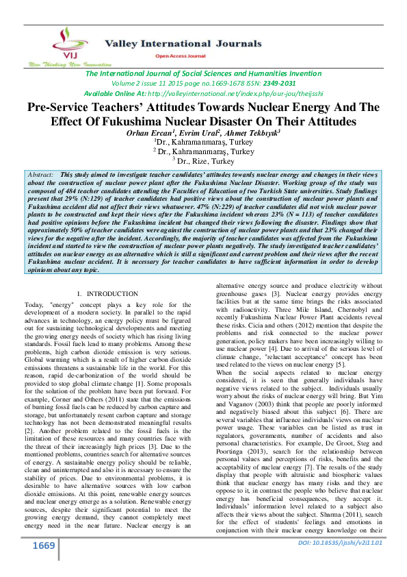 (PDF) Pre-service teachers’ attitudes towards nuclear energy and the ...