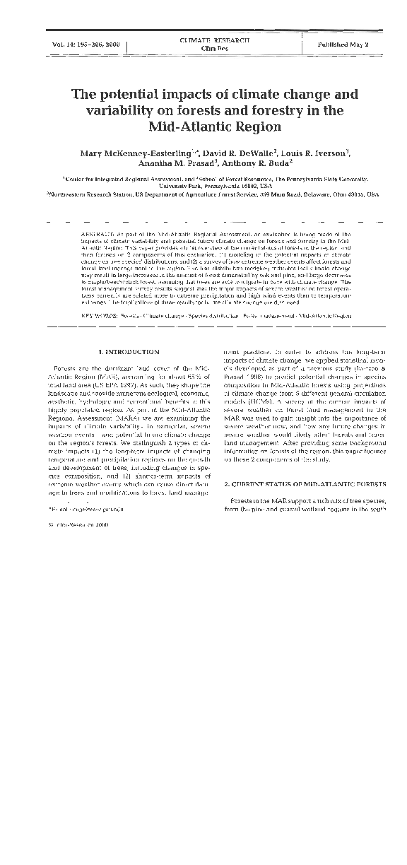 (PDF) The potential impacts of climate change and variability on ...