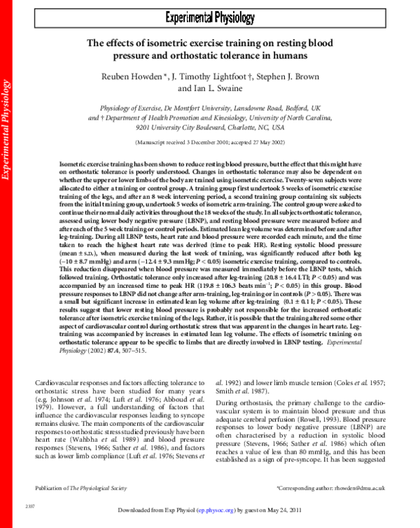 (PDF) The effects of isometric exercise training on resting blood ...