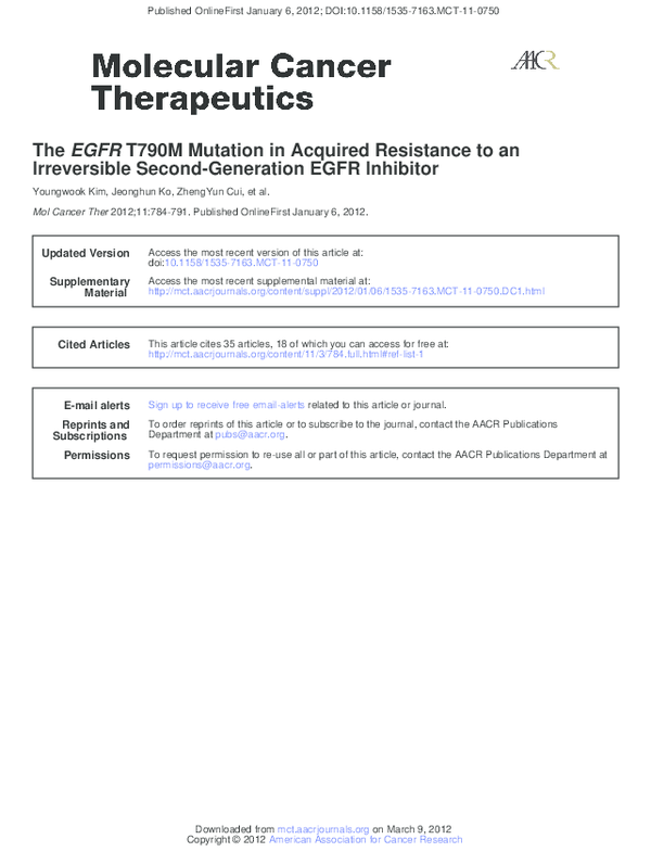 (PDF) The EGFR T790M Mutation in Acquired Resistance to an Irreversible ...
