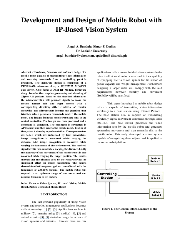 (PDF) Development and design of mobile robot with IP-based vision system