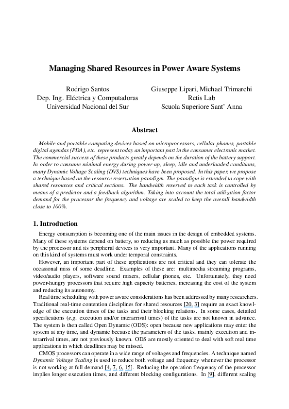 (PDF) Managing Shared Resources in Power Aware Systems