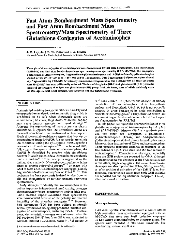 (PDF) Fast atom bombardment mass spectrometry and fast atom bombardment mass spectrometry/mass