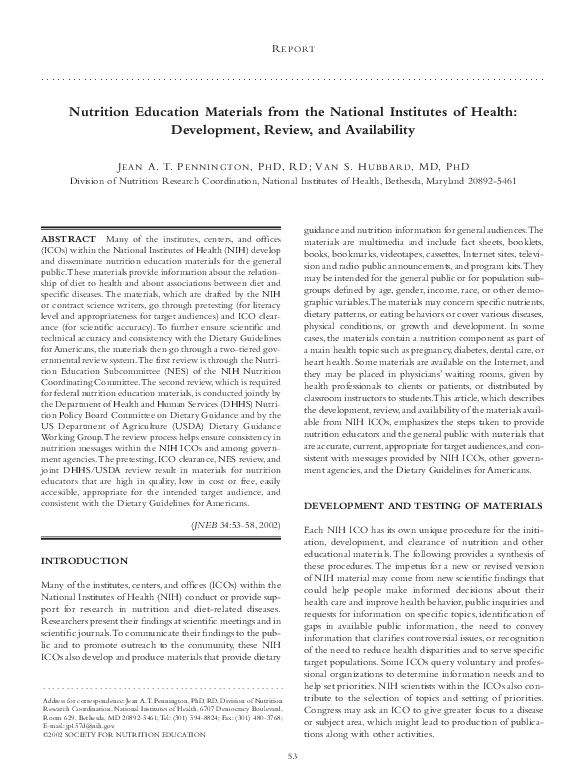 (PDF) Nutrition Education Materials from the National Institutes of ...