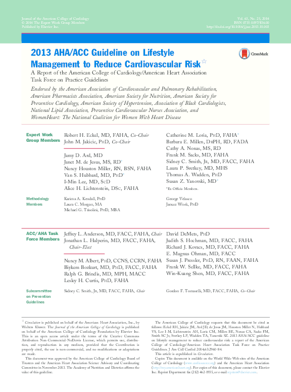 (PDF) 2013 AHA/ACC Guideline on Lifestyle Management to Reduce ...