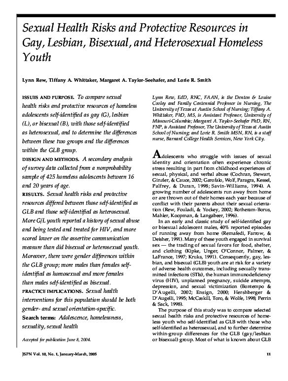 (PDF) Sexual health risks and protective resources in gay, lesbian ...