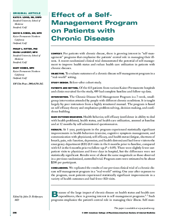 (PDF) Effect of a self-management program on patients with chronic disease