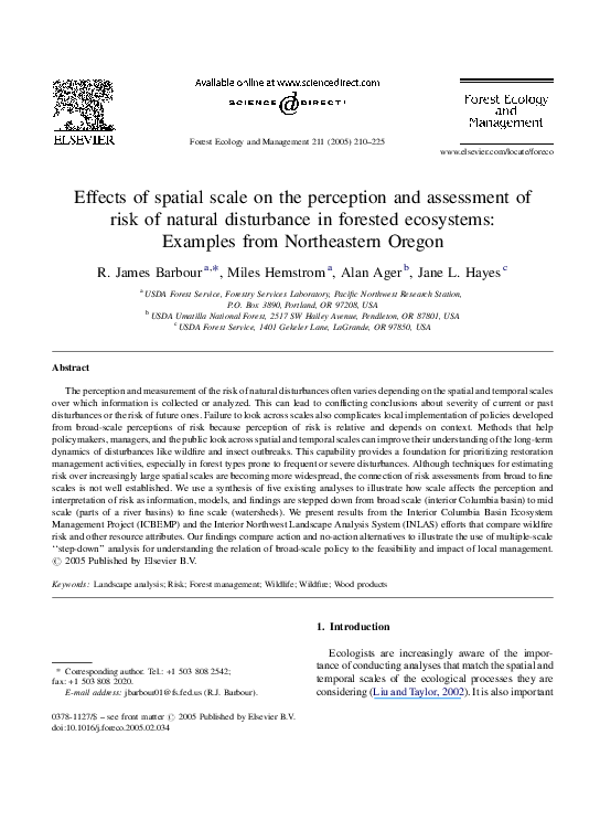 (PDF) Effects of spatial scale on the perception and assessment of risk ...