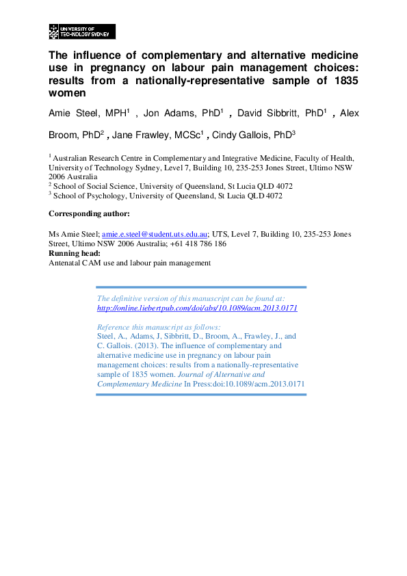 (PDF) The influence of complementary and alternative medicine use in