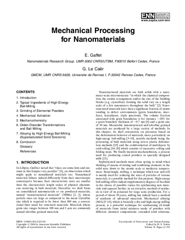 PDF) Mechanical Processing for Nanomaterials