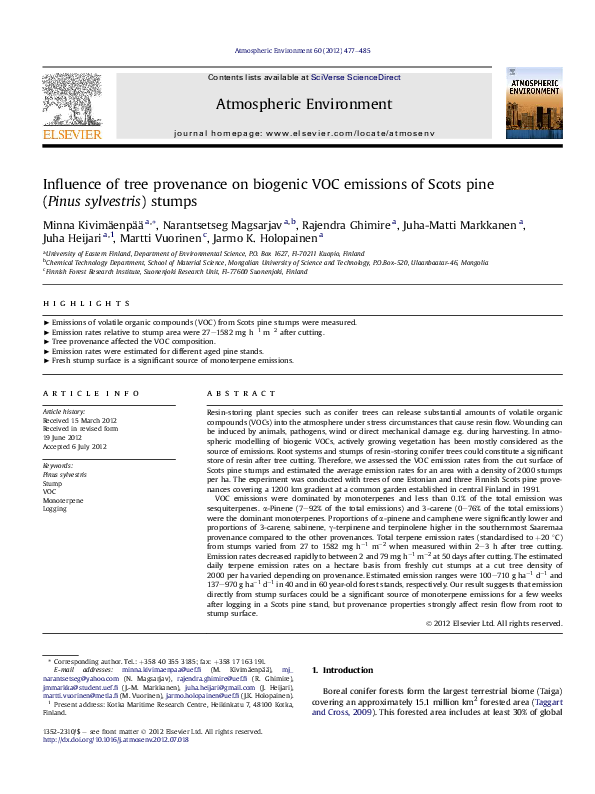 (PDF) Influence of tree provenance on biogenic VOC emissions of Scots ...