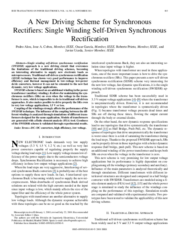 (PDF) A new driving scheme for synchronous rectifiers: single winding ...