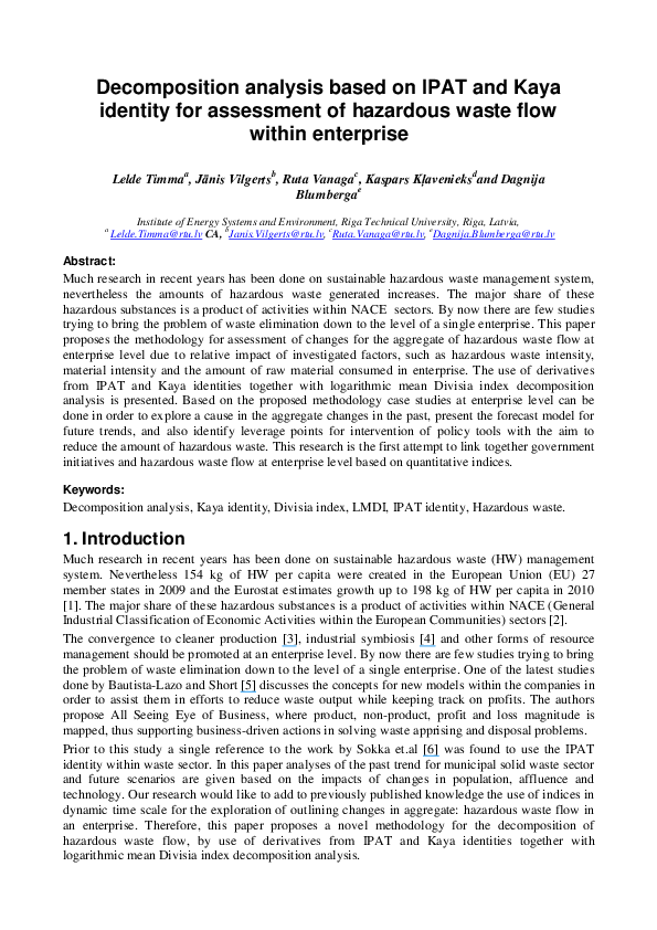 (PDF) Decomposition analysis based on IPAT and Kaya identity for ...