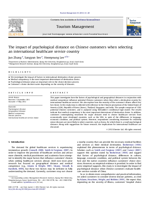 (PDF) The impact of psychological distance on Chinese customers when ...