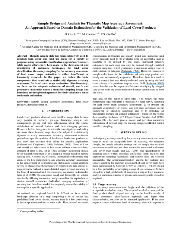 (PDF) Sample design and analysis for thematic map accuracy assessment ...