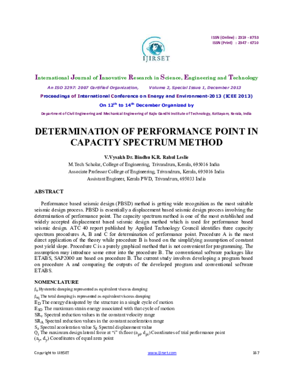 (PDF) DETERMINATION OF PERFORMANCE POINT IN CAPACITY SPECTRUM METHOD