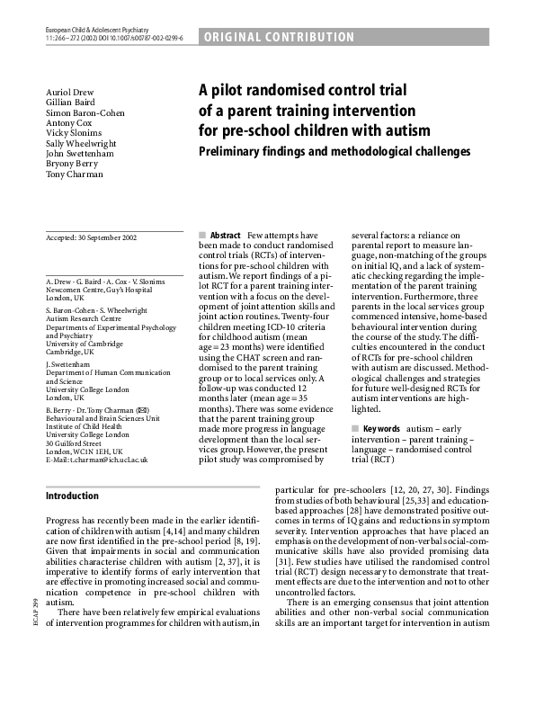 (PDF) A pilot randomised control trial of a parent training ...