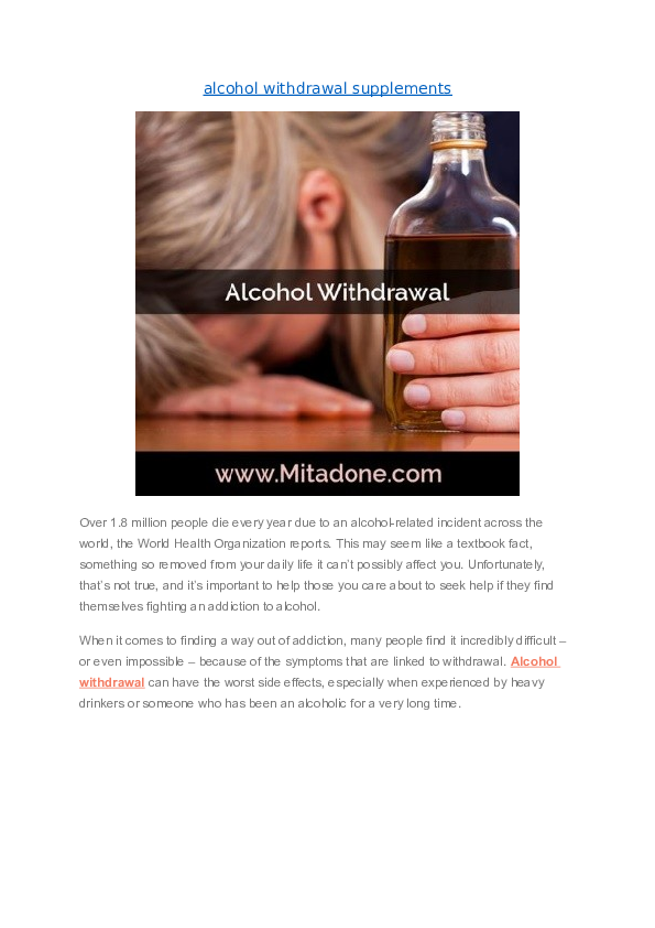 (DOC) alcohol withdrawal supplements mitadone products Academia.edu