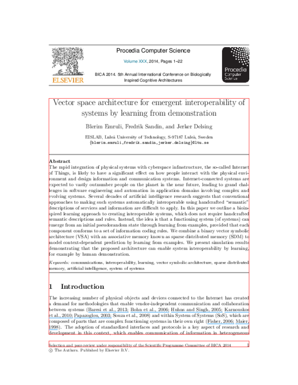 (PDF) Vector space architecture for emergent interoperability of ...