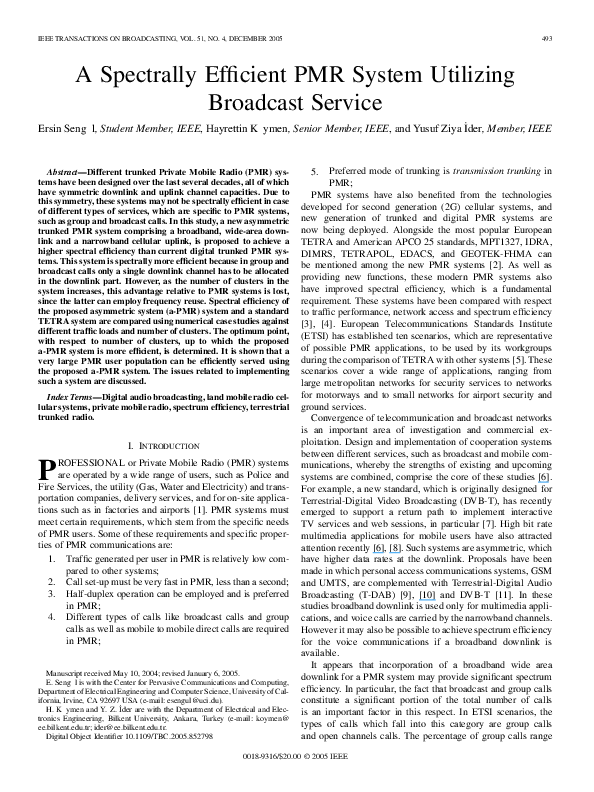 (PDF) A Spectrally Efficient PMR System Utilizing Broadcast Service