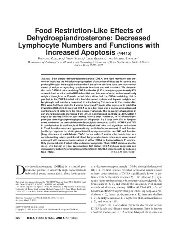 (PDF) Food Restriction‐Like Effects of Dehydroepiandrosterone