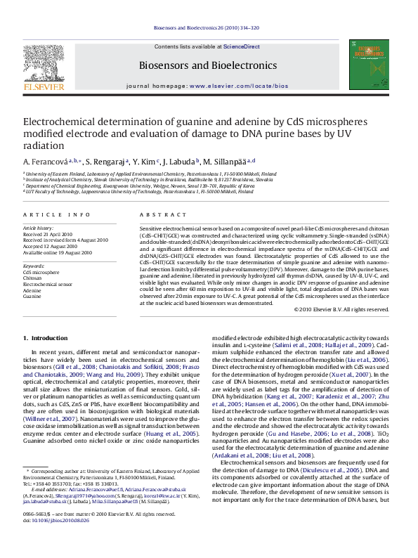 (PDF) Electrochemical determination of guanine and adenine by CdS ...