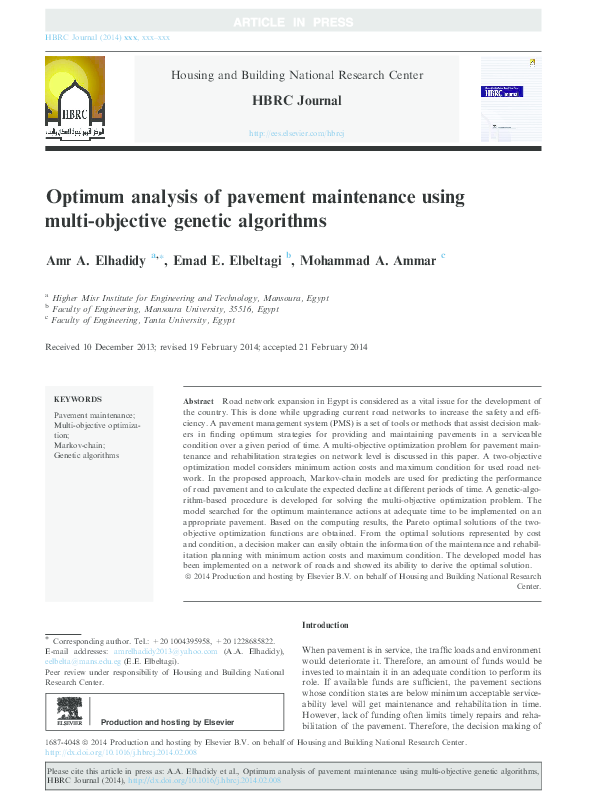 (PDF) Optimum analysis of pavement maintenance using multi-objective ...