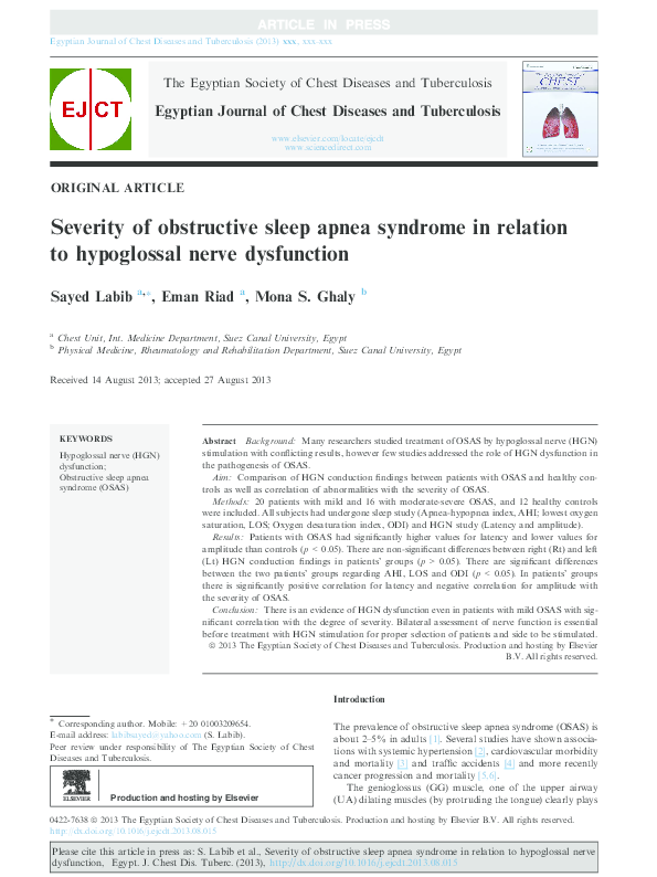 (PDF) Severity of obstructive sleep apnea syndrome in relation to ...