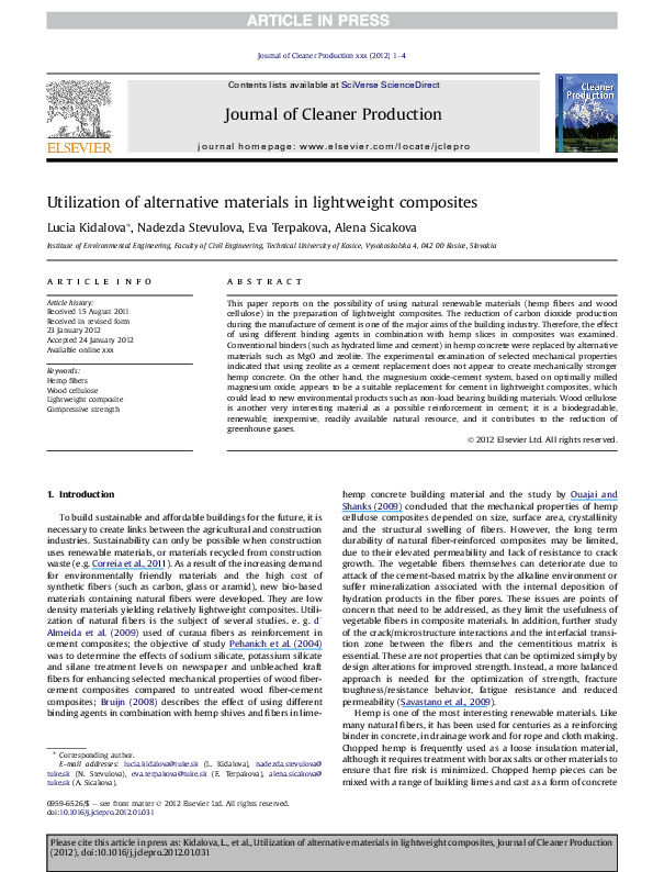 (PDF) Utilization of alternative materials in lightweight composites