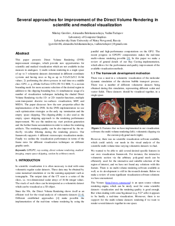 (PDF) Several approaches for improvement of the Direct Volume Rendering ...