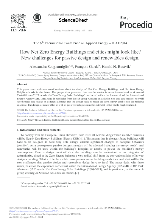 (PDF) How Net Zero Energy Buildings and Cities Might Look Like? New ... - Net Zero Energy Design Challenges