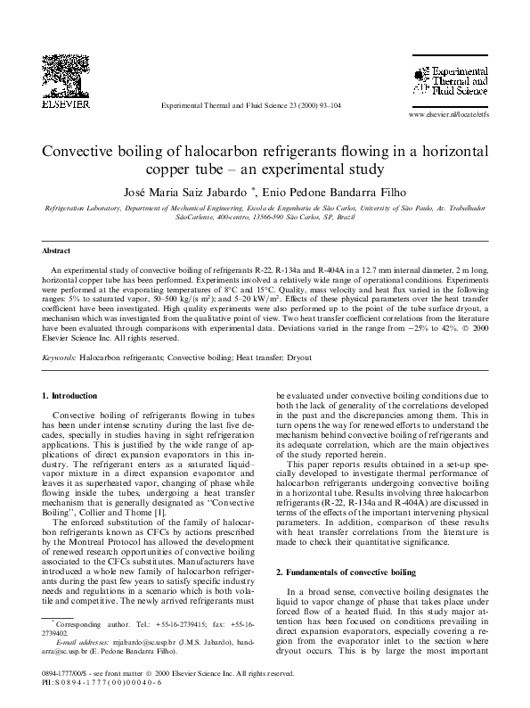 (PDF) Convective boiling of halocarbon refrigerants flowing in a