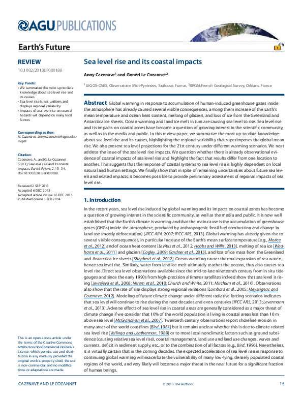 (PDF) Sea level rise and its coastal impacts