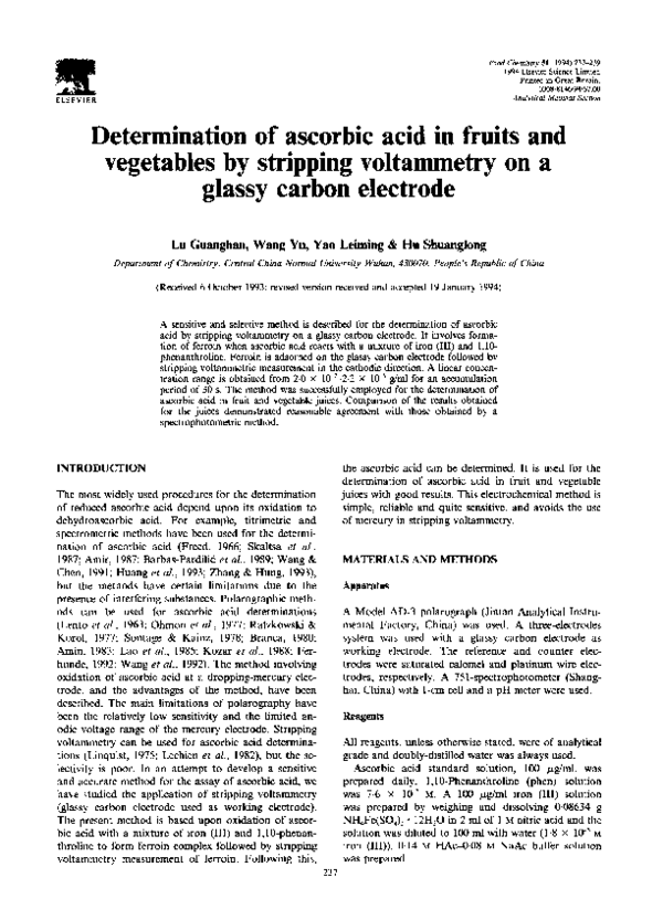 (PDF) Determination of ascorbic acid in fruits and vegetables by ...