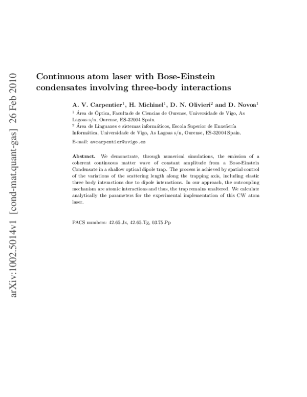 (PDF) Continuous atom laser with Bose–Einstein condensates involving ...