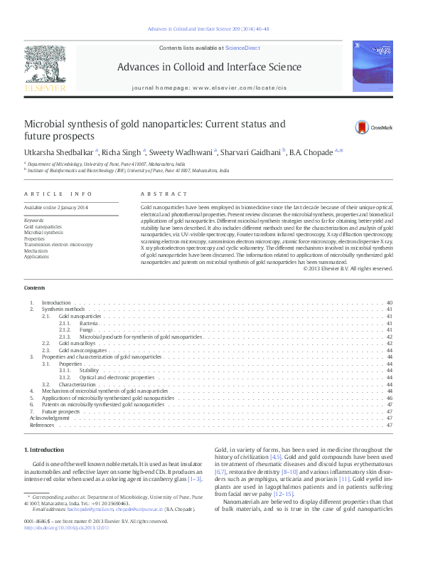 (PDF) Microbial synthesis of gold nanoparticles: Current status and ...