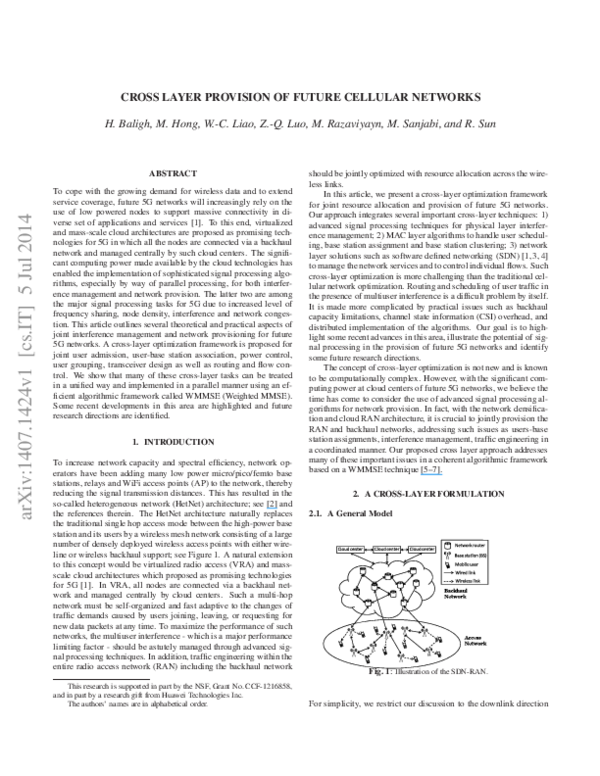 (PDF) Cross Layer Provision of Future Cellular Networks