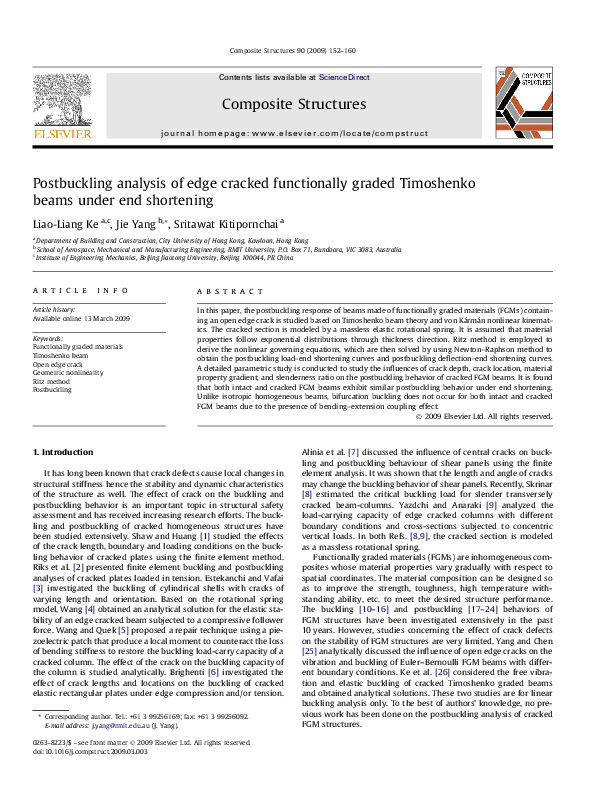(PDF) Postbuckling analysis of edge cracked functionally graded ...