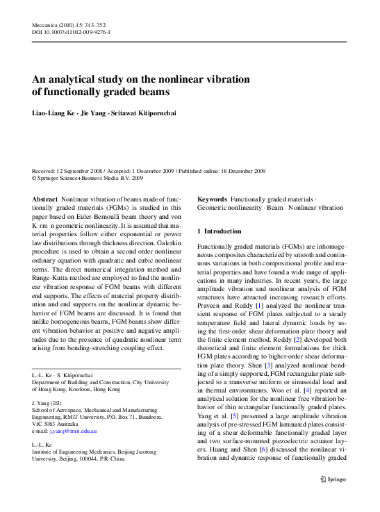 (PDF) An analytical study on the nonlinear vibration of functionally ...