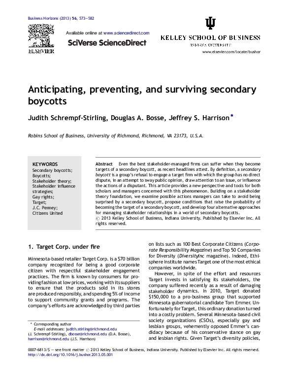 (PDF) Anticipating, preventing, and surviving secondary boycotts