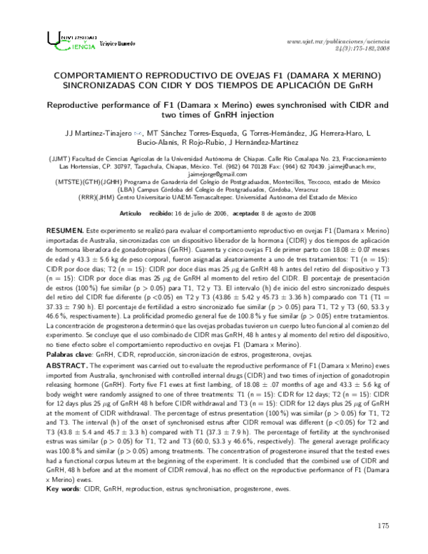 (PDF) Comportamiento reproductivo de ovejas barbados barriga negra