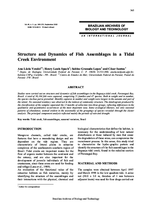 (PDF) Structure and Dynamics of Fish Assemblages in a Tidal Creek ...