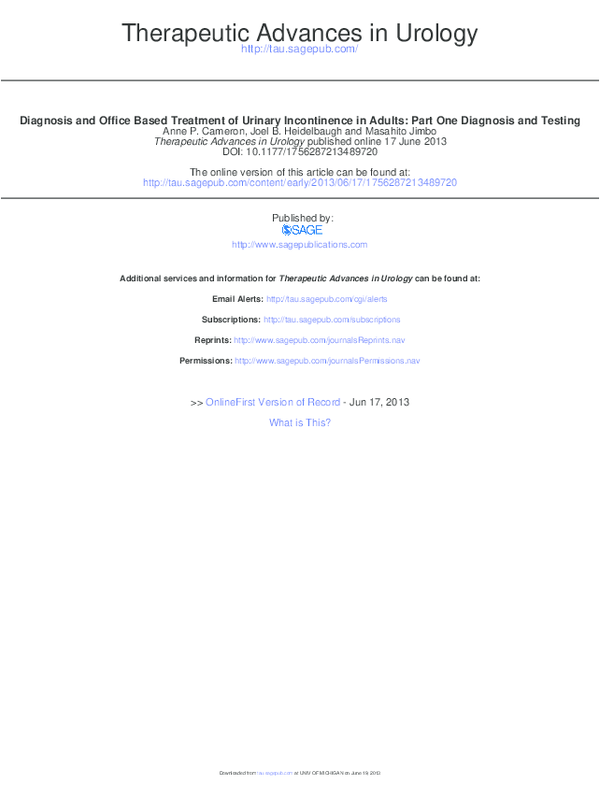 (PDF) Diagnosis and office-based treatment of urinary incontinence in ...
