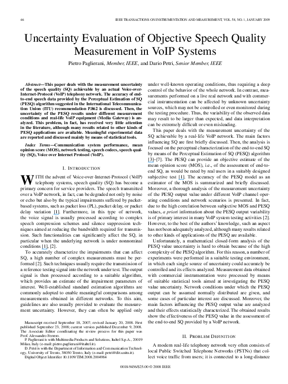 (PDF) Uncertainty Evaluation of Objective Speech Quality Measurement in ...