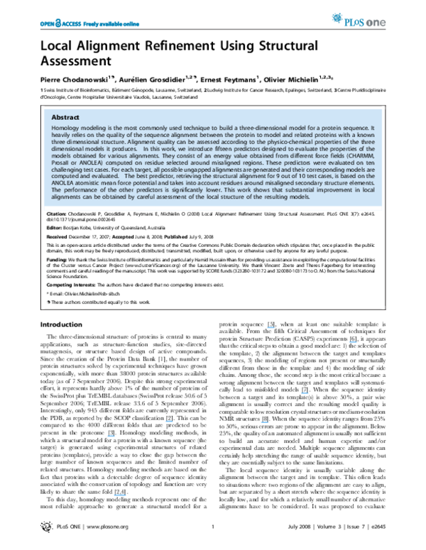 (PDF) Local Alignment Refinement Using Structural Assessment