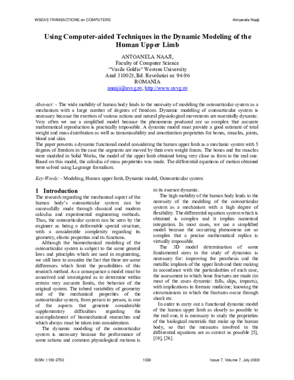 (PDF) Using computer-aided techniques in the dynamic modeling of the ...